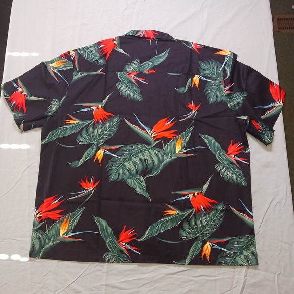 VINTAGE Paradise Found Shirt Black Bird of Paradise Monstera Hawaiian Men's 2XL - Picture 3 of 10